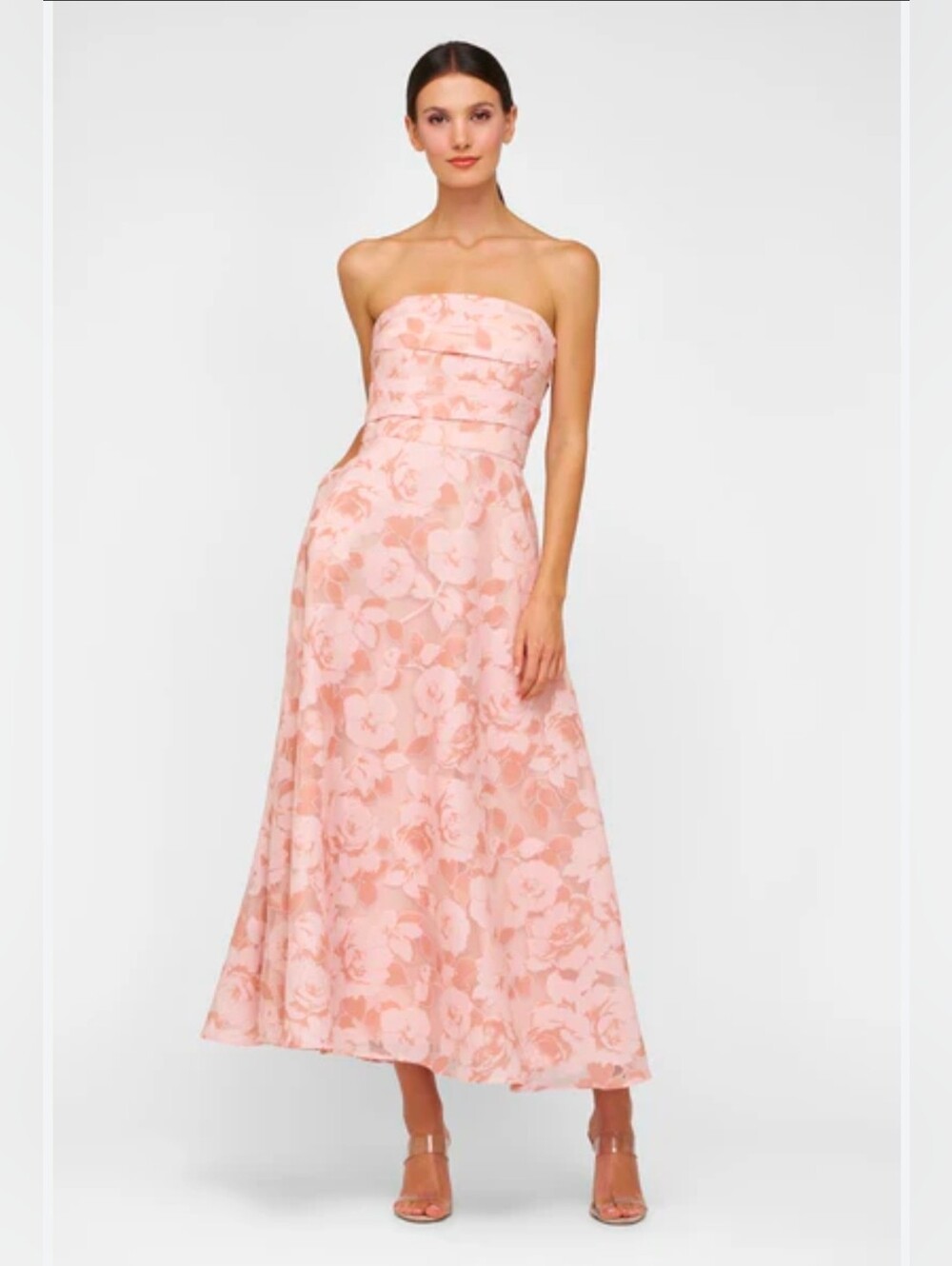 Kay Unger Emmeline Burnout Toile Cocktail Dress In Misty Rose, Sizes 10 & 12